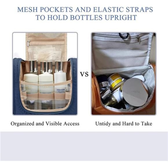 Travel Toiletry Bag for Women Hanging Toiletry Bag with Hook, Travel Cosmetic - Picture 5 of 6